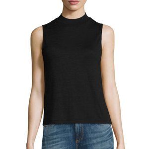 Rag & Bone Hudson Mock-Neck Open-Back Top, Black